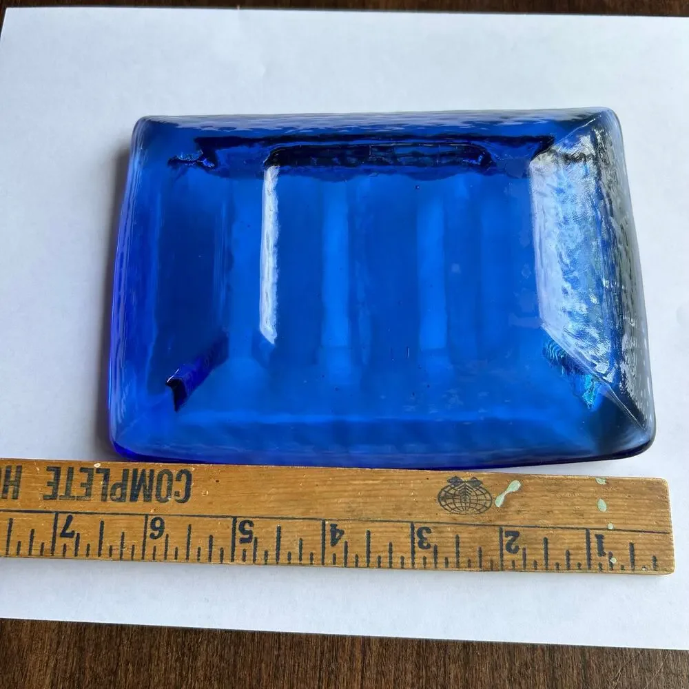Fire and Light Cobalt Blue Soap dish recycled glass